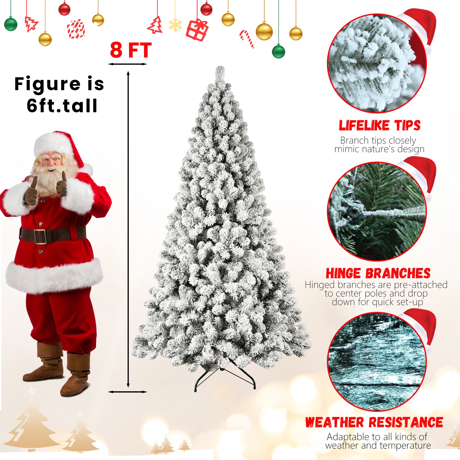 Prelit 8ft PVC Flocked Tree
（memory Wire）_voghion.com